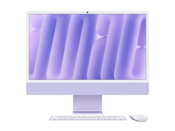 Apple iMac 24“, Violett, M4 Chip mit 10-Core CPU, 10-Core GPU und 16-Core Neural Engine, Standardgla
